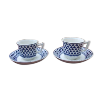 2 cups Adams Brentwood Blue Ironstone coffee