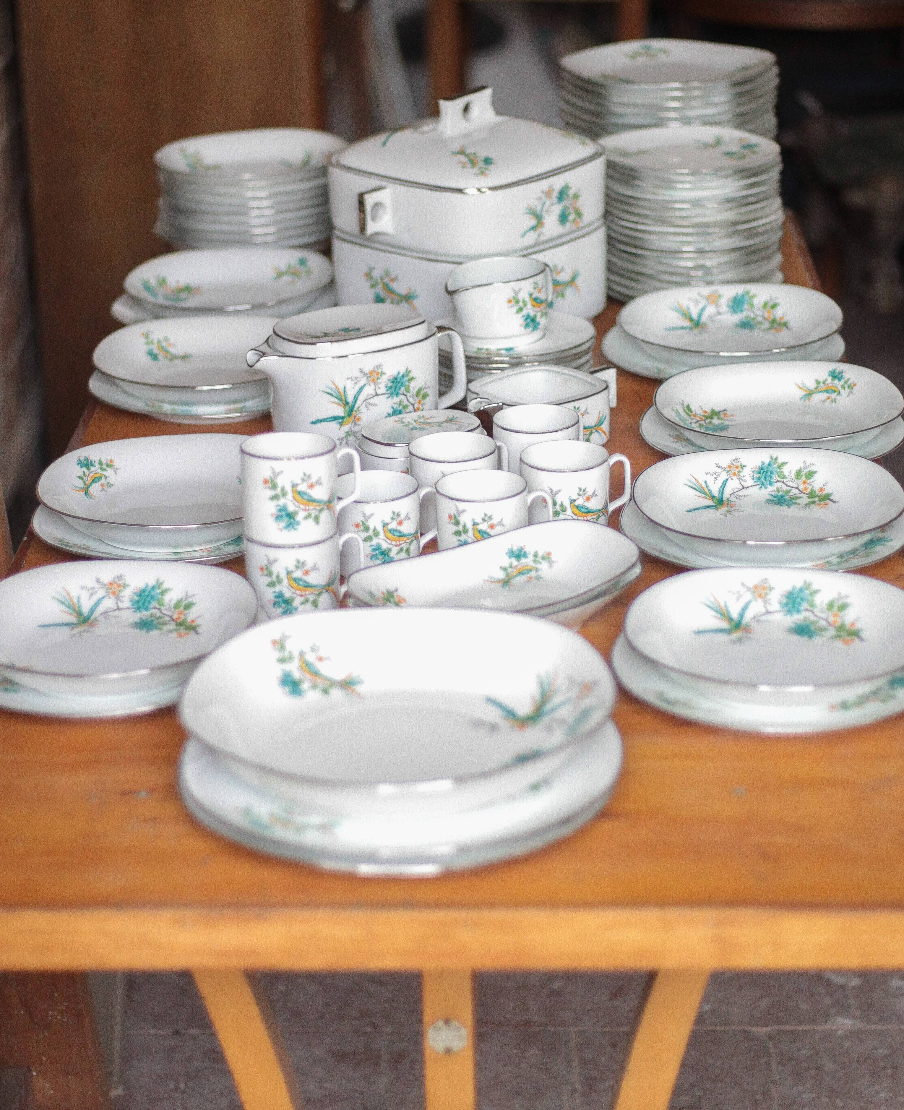 Limoges porcelain table service J.R.S Paradise bird, decor