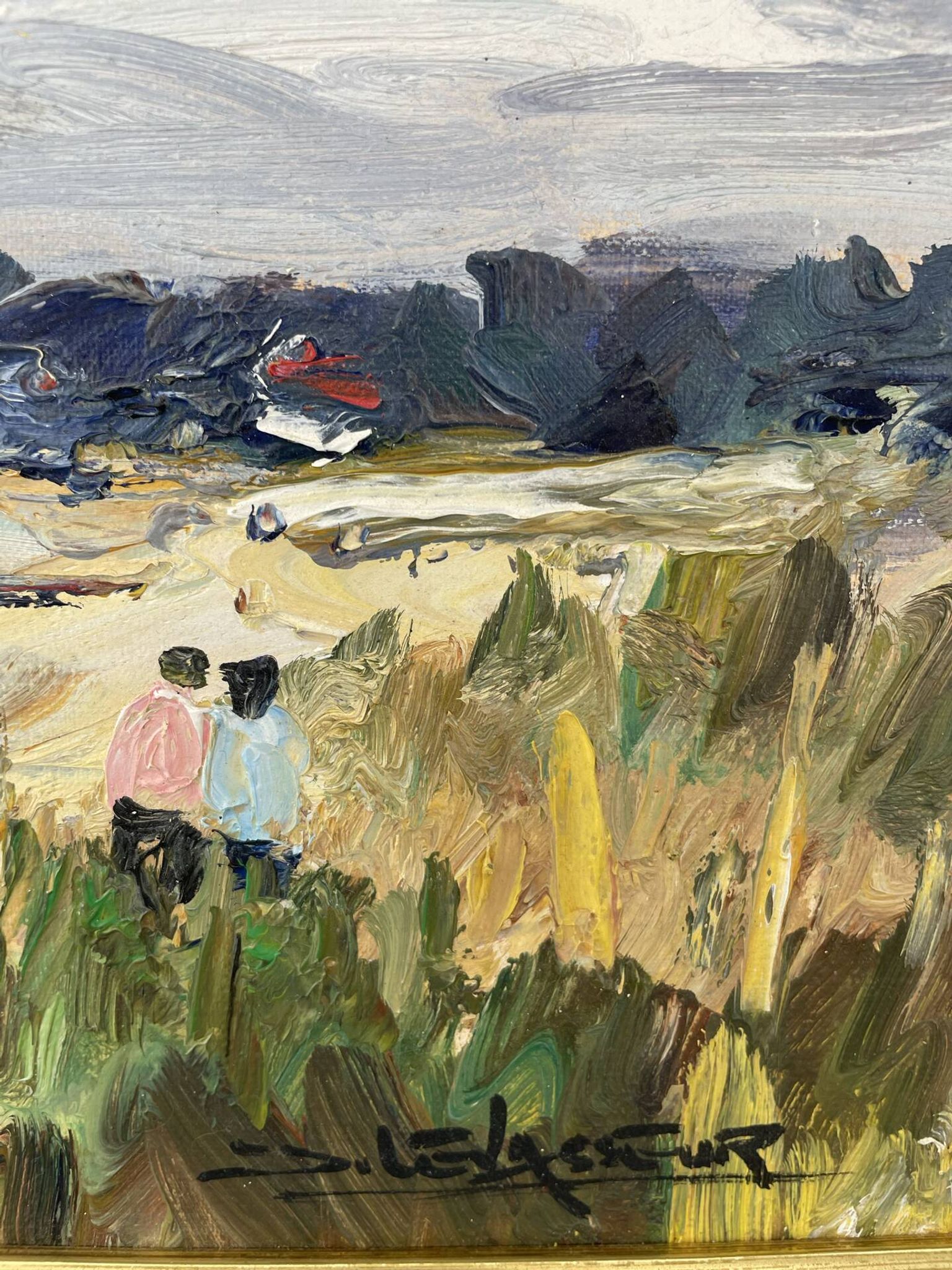 “Dune at Colleville” — old French marine, oil on canvas signed