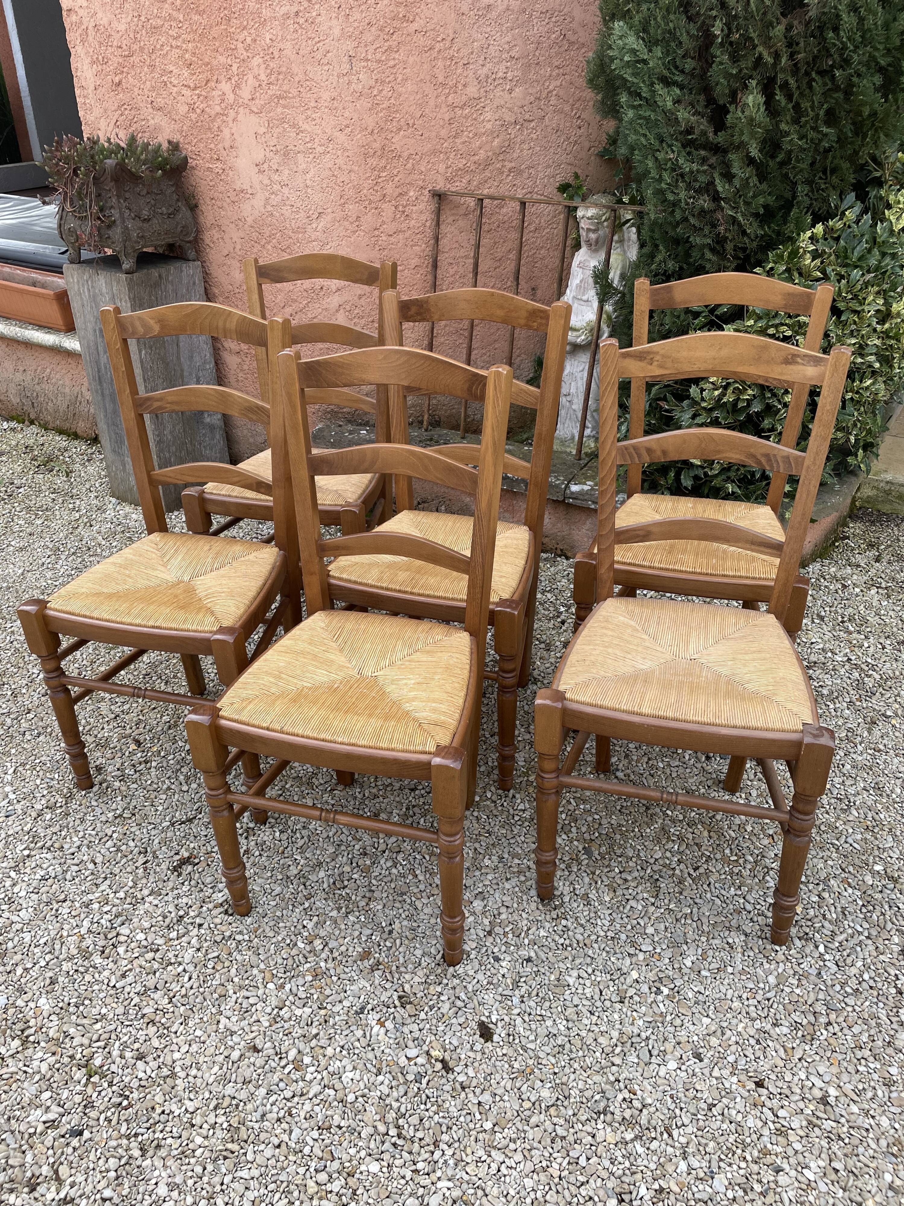Series of 6 rustic chairs