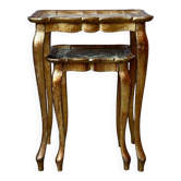 Nested tables in Florentine baroque style, gilded with gold leaf, Florence 1950s-60s.