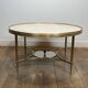 Neoclassical Round Coffee Table in Brass with Beaded Gallery. Marble Top