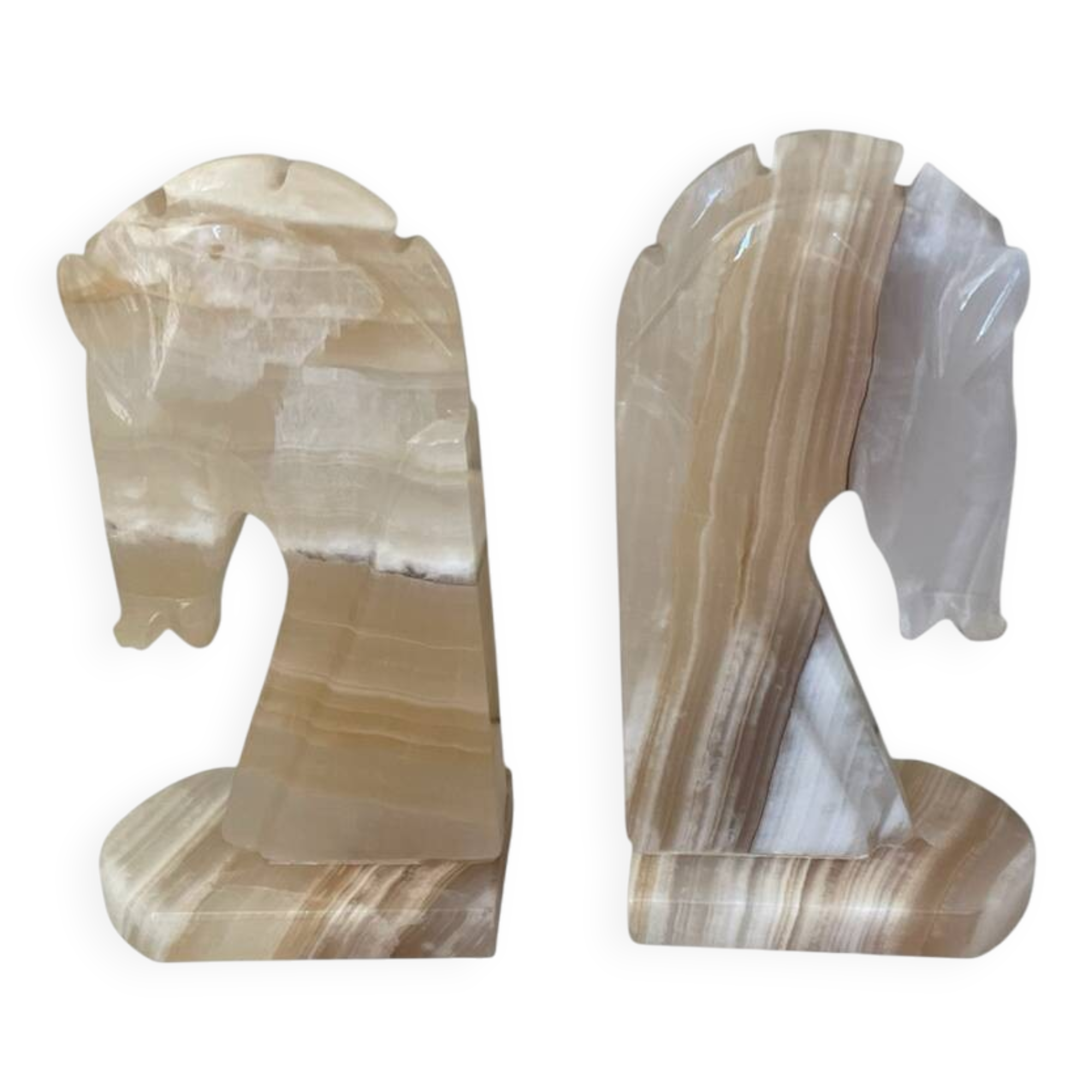 Pair of horse bookends in onyx