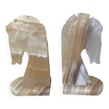 Pair of horse bookends in onyx