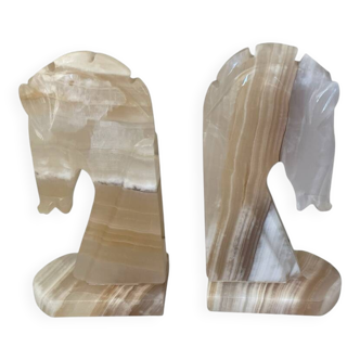 Pair of horse bookends in onyx