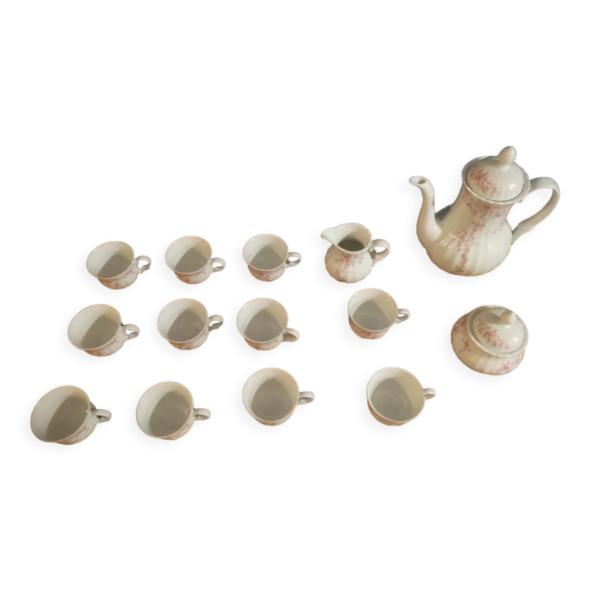 Coffee set Wunsiedel Porcelain Bavaria sugar pot cups pink Dp 1222109