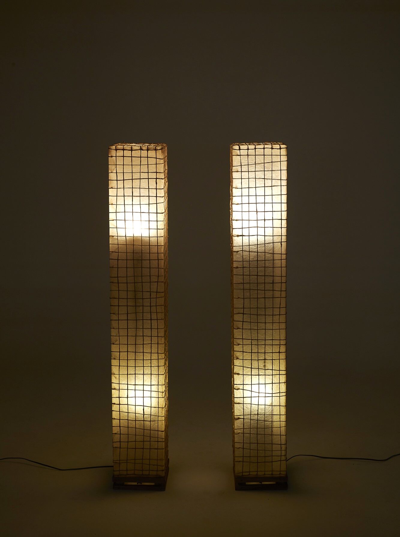 Pair of resin and rope floor lamps 1960s