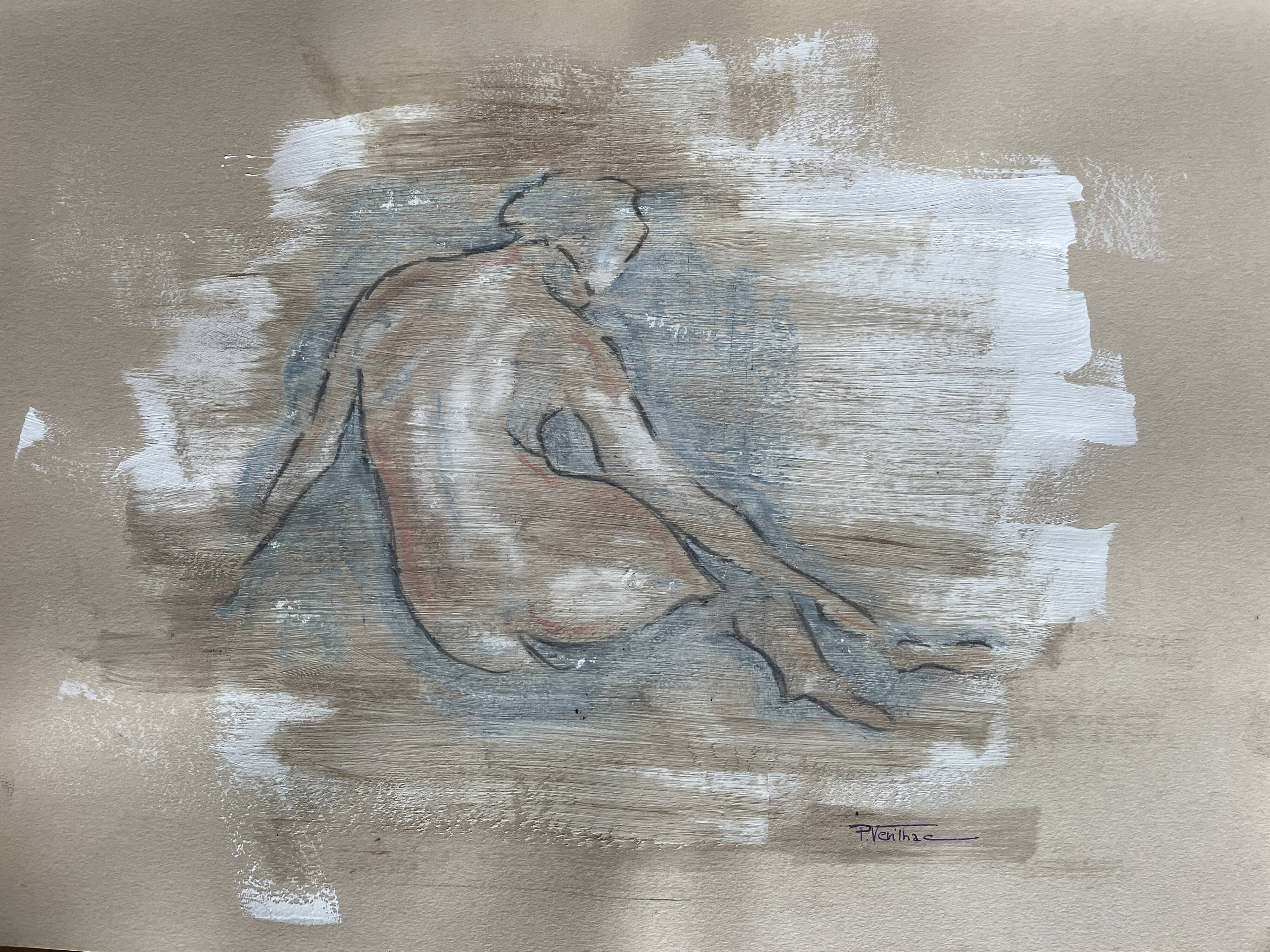 Charcoal painting on natural paper