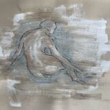 Charcoal painting on natural paper