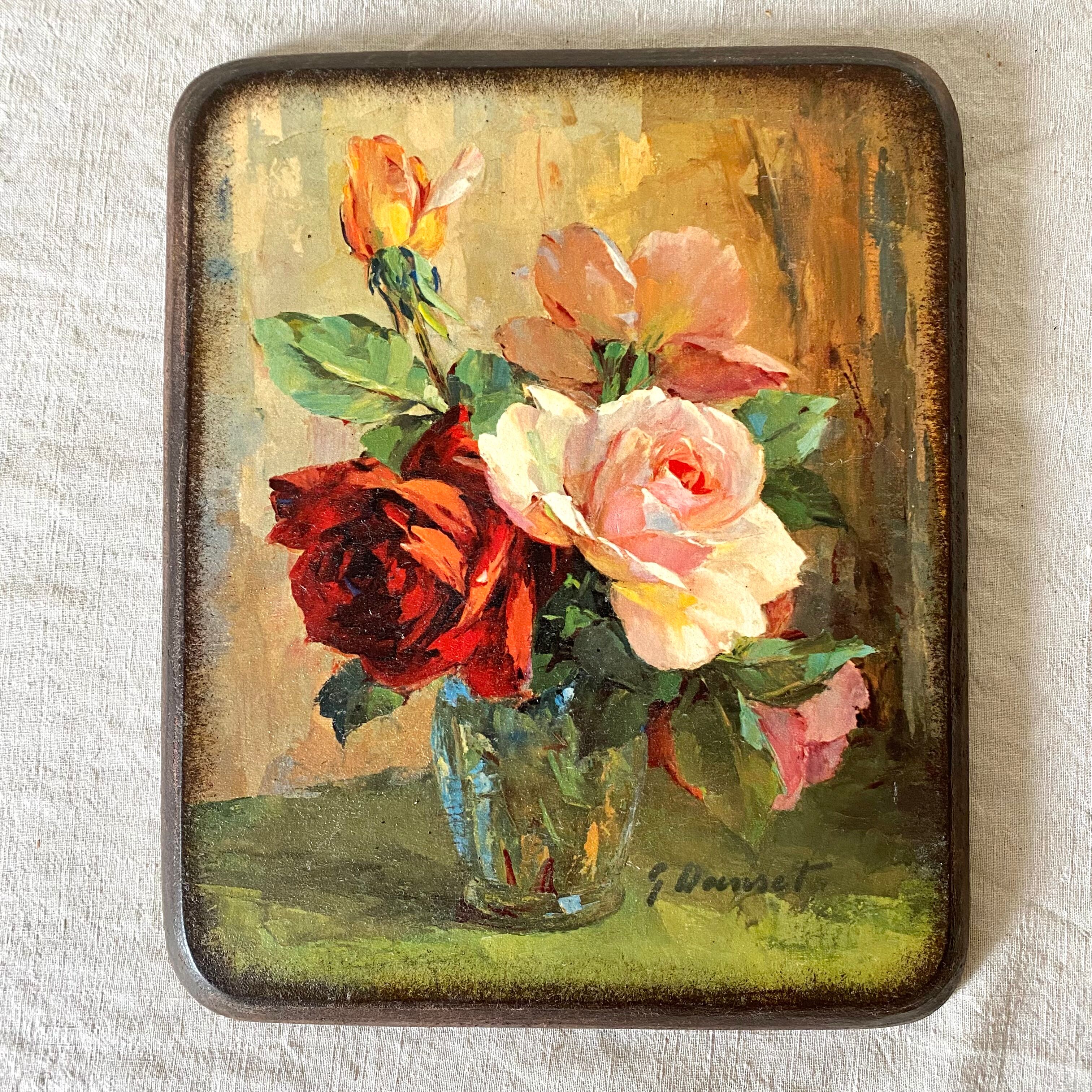 Peinture fleurs  impression d'art sur bois Roses