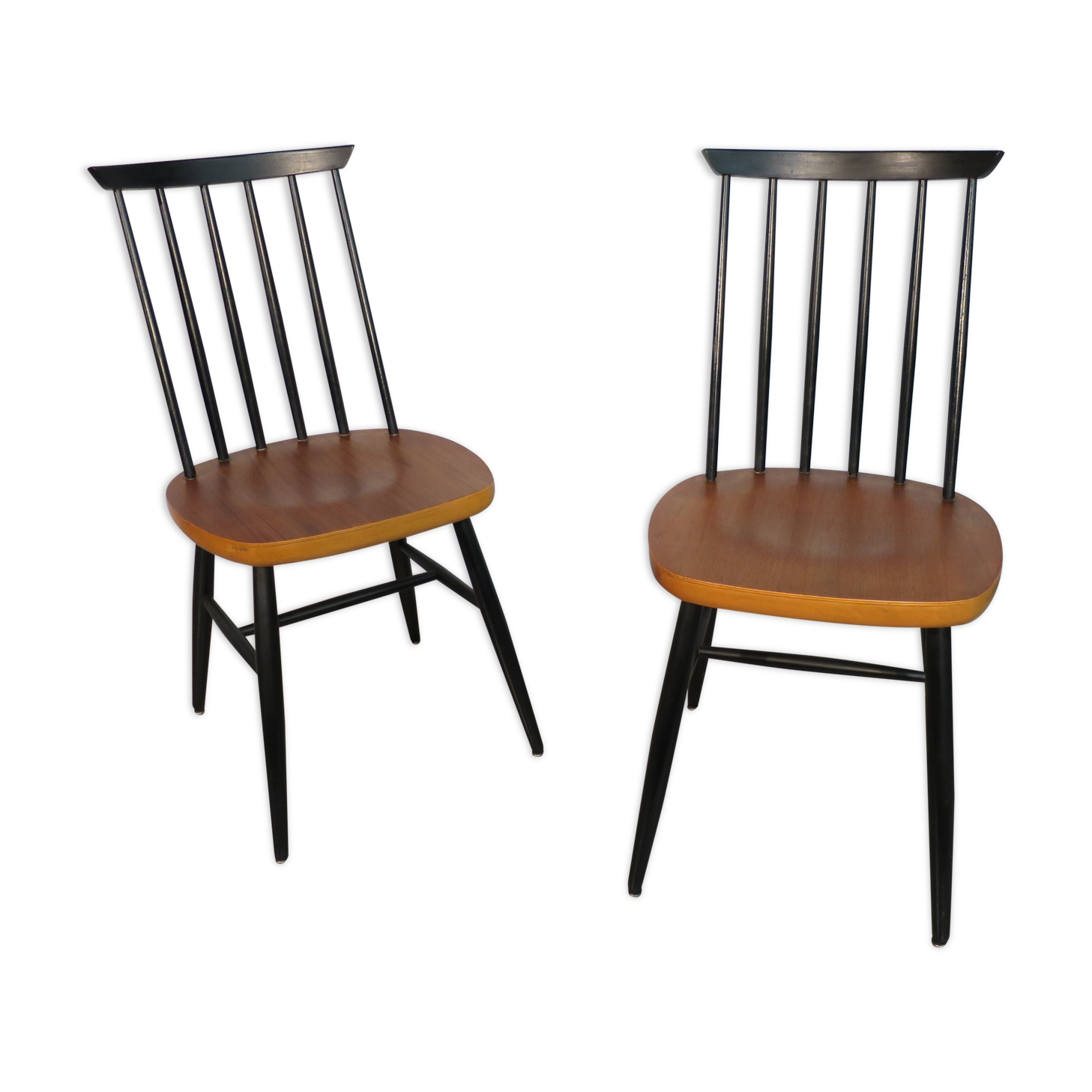Pair of scandinavian teak chairs with bars