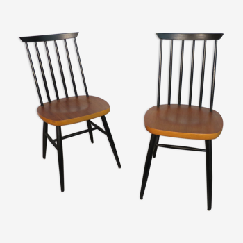 Pair of scandinavian teak chairs with bars