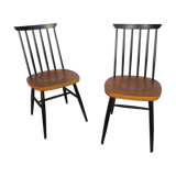 Pair of scandinavian teak chairs with bars