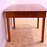 Table à manger réglable en noyer, années 1930, Tchécoslovaquie