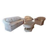 Salon de jardin en osier vintage