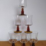 6 verres à pied ambrés