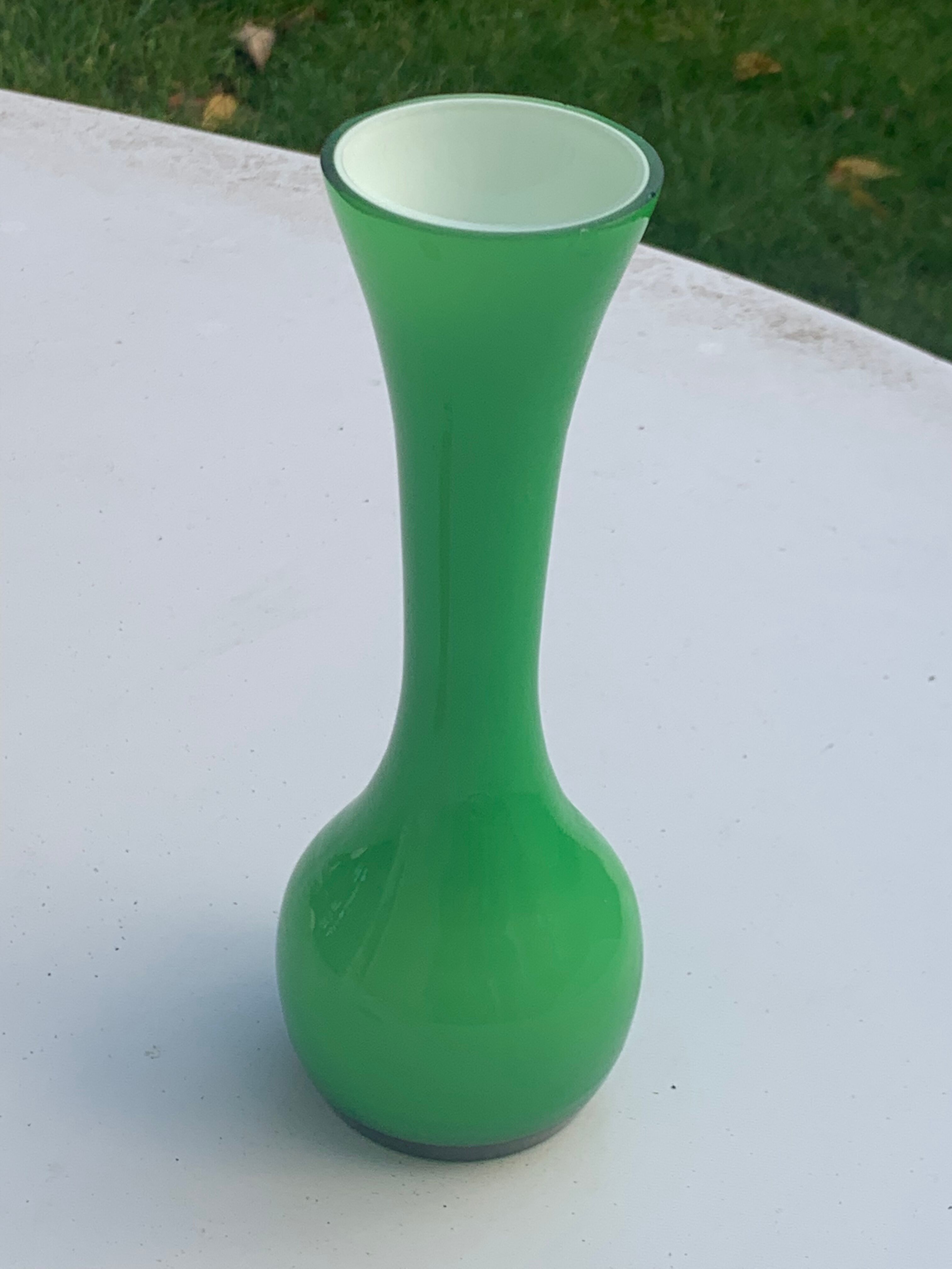 Vintage green opaline vase