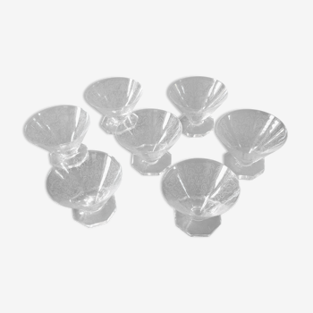 Series of 7 engraved Art Deco dessert cups