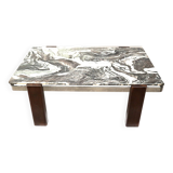 Large vintage Brutalist marble coffee table made in the 70s