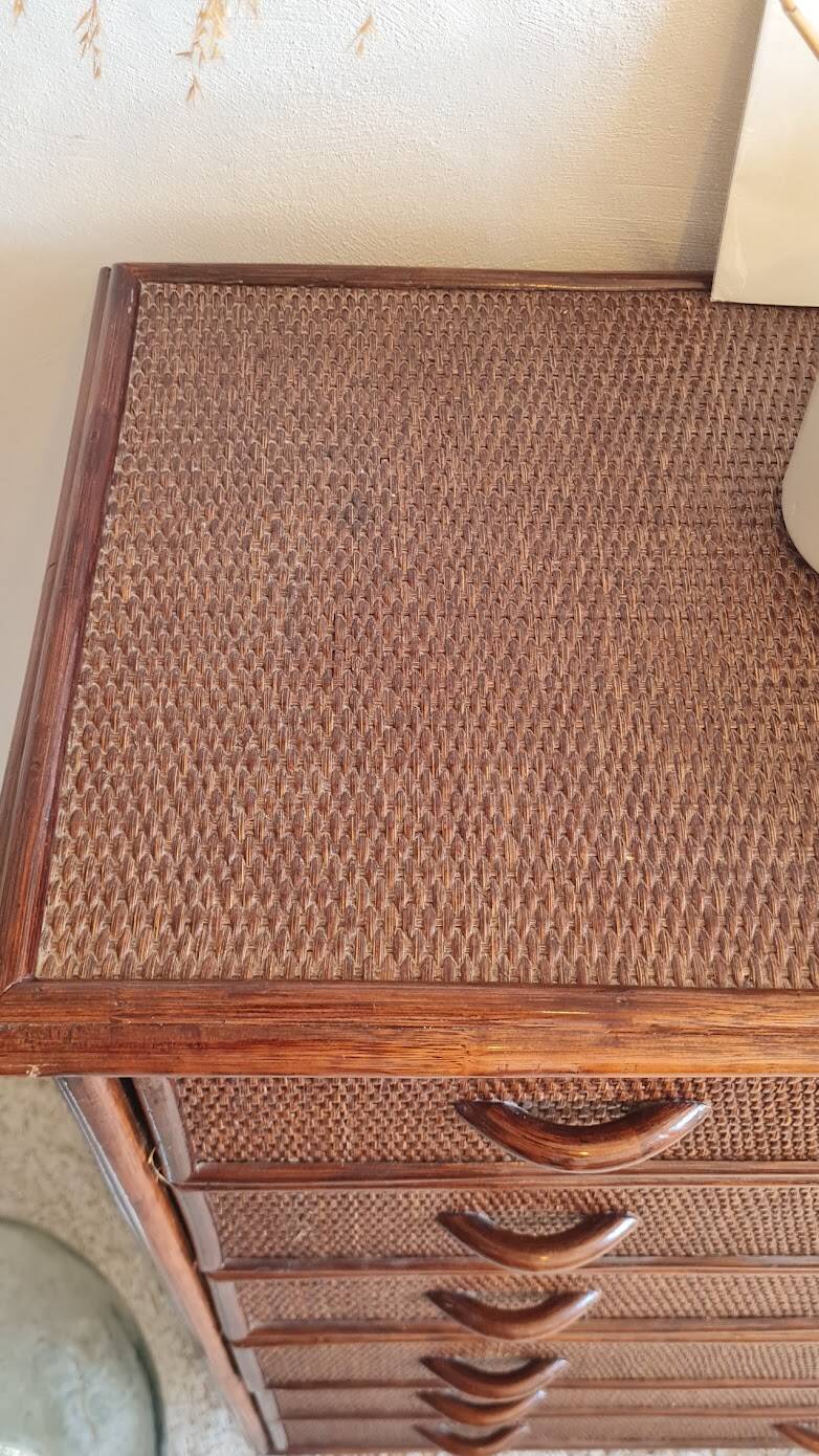 Commode en rotin vintage circa années 70