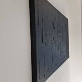 Tableau peinture abstraite monochrome minimaliste noir