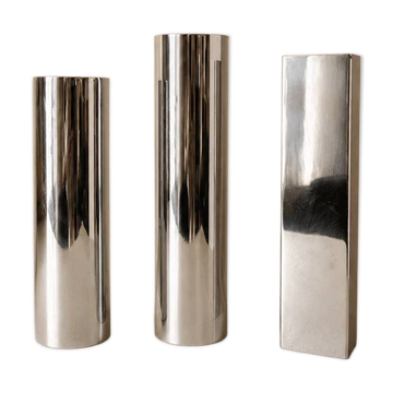 Vases en métal chromé années 1970