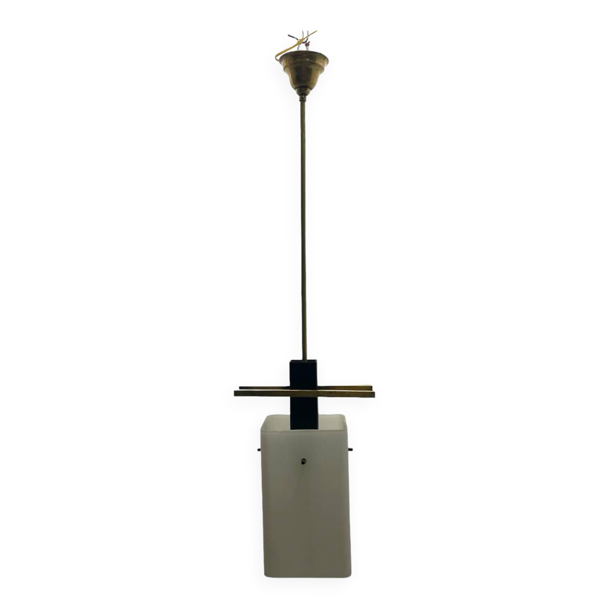 Opaline Glass Brass Light Pendant 1950’s