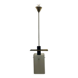 Opaline Glass Brass Light Pendant 1950’s