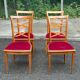 Set of 4 Art Deco Directoire chairs in solid wood and red velvet, 1960.