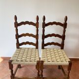 6 chaises italiennes rustiques, restaurées, années 1950
