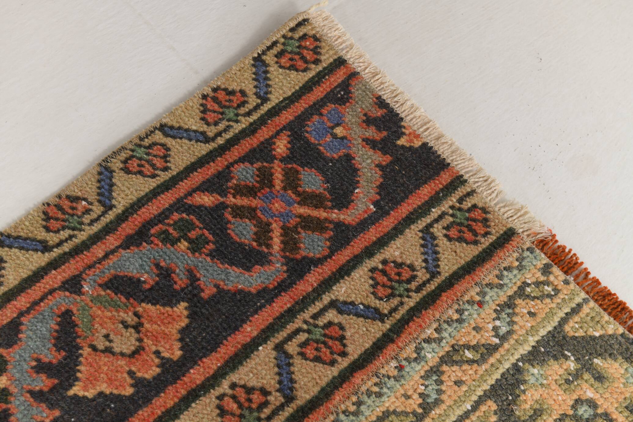 Salmon & Cream Turkish Vintage Runner Rug, 70x262Cm