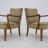 1940s Pair of Oak Armchair , Czechoslovakia