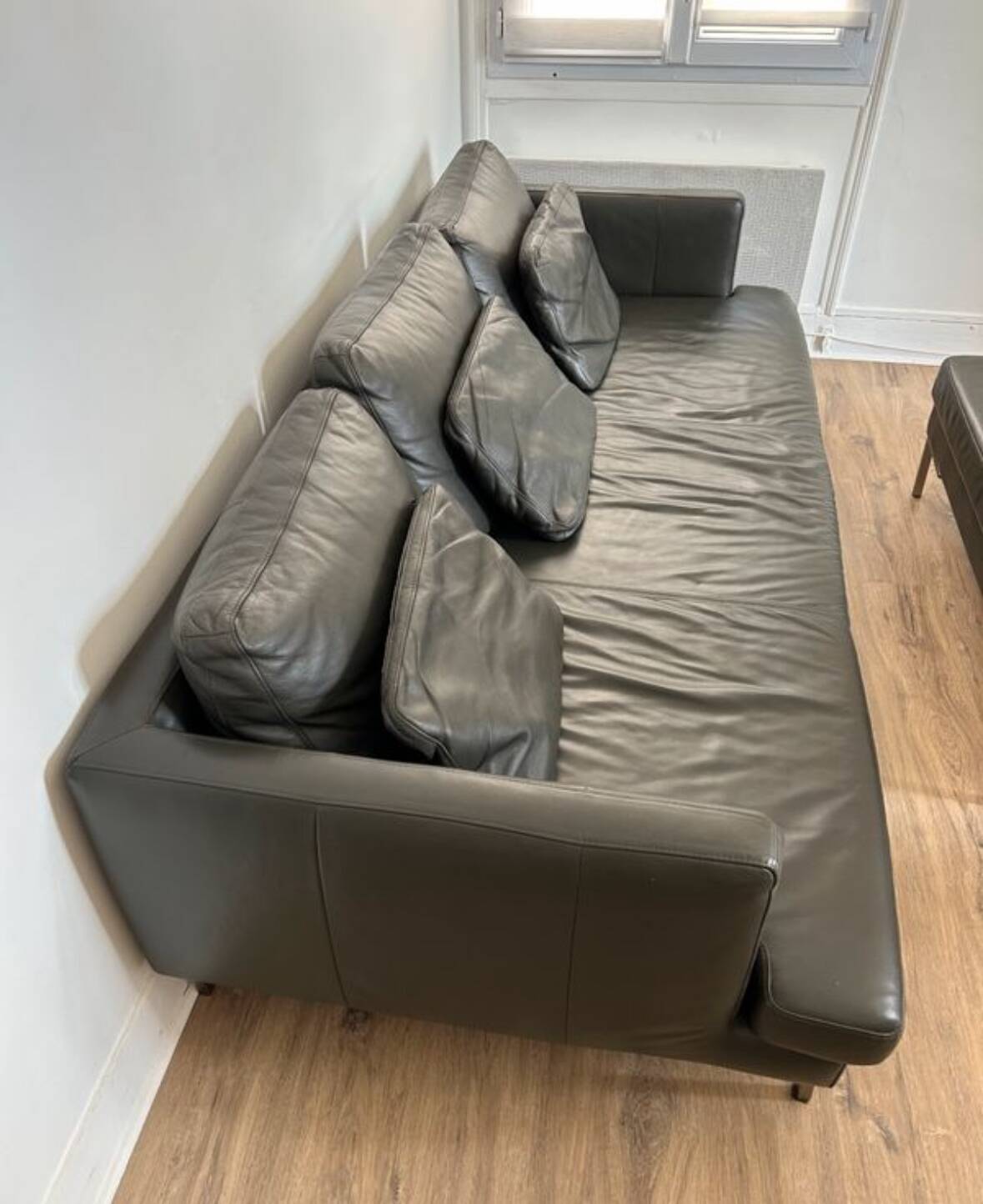 BoConcept leather sofa + matching ottoman