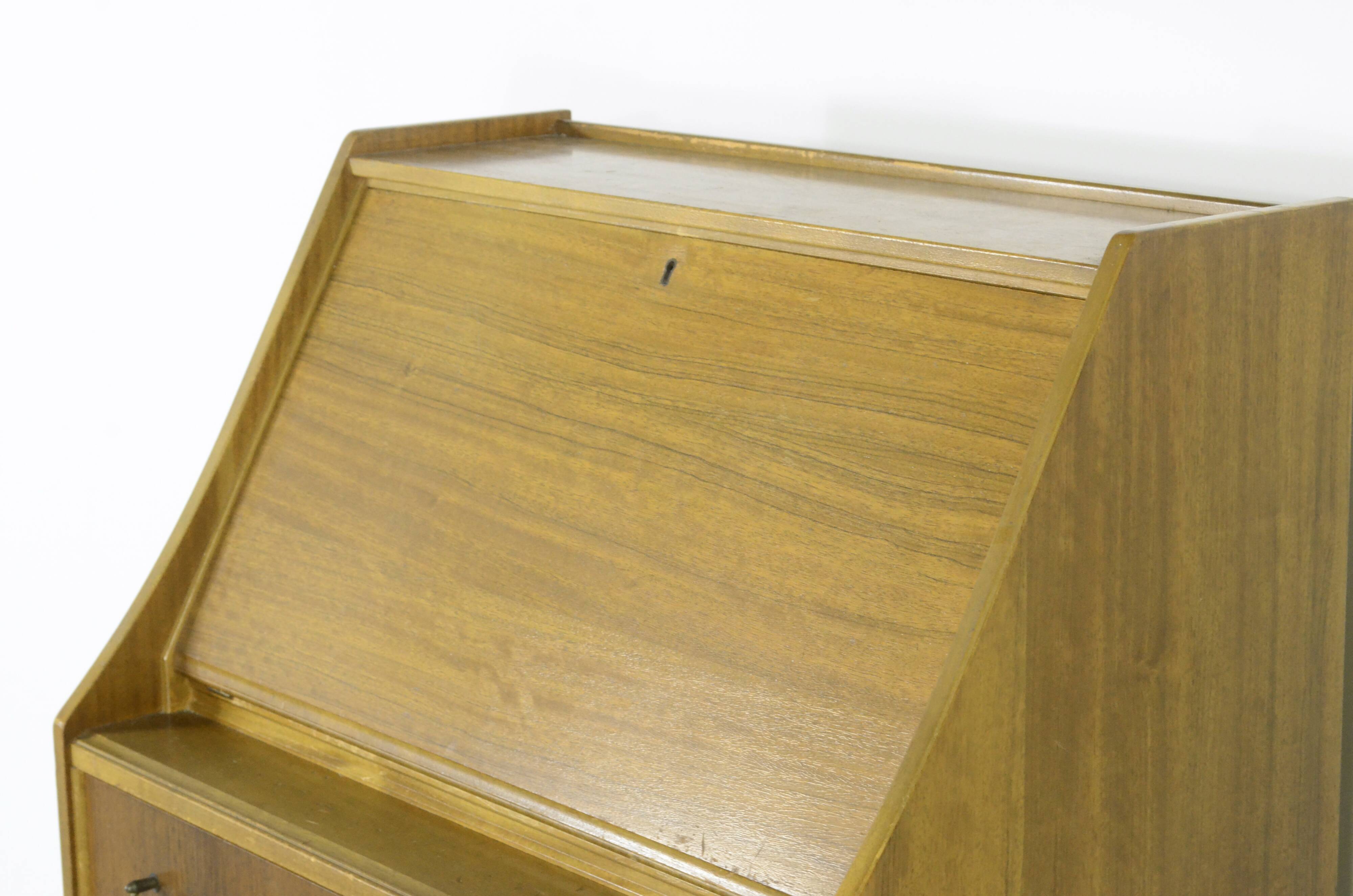 Midcentury Bureau Desk Cabinet In Teak Vintage Modern Danish Style