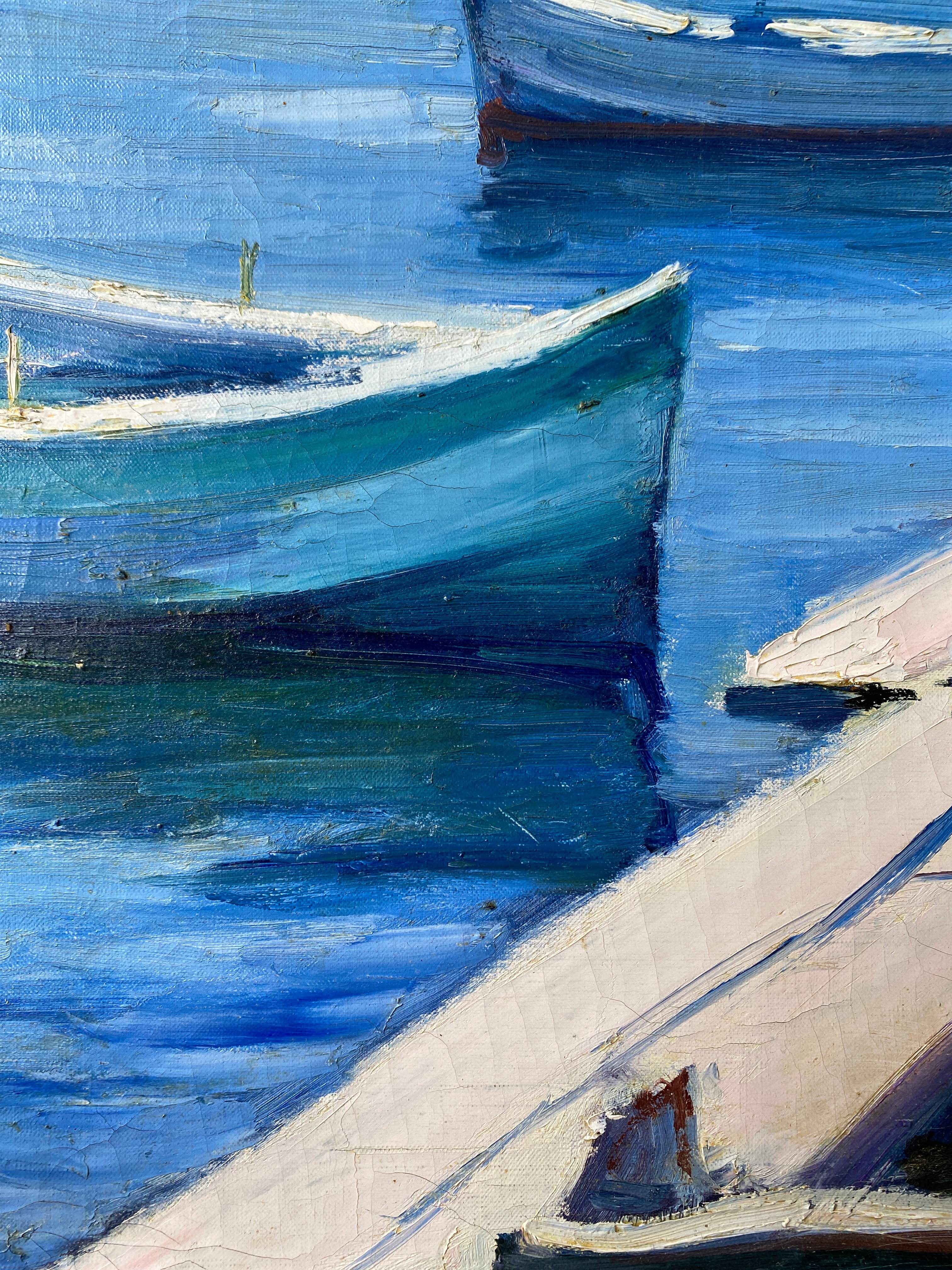 Painting "The sunny pontoon" HST signed A. Robert (post impressionist)