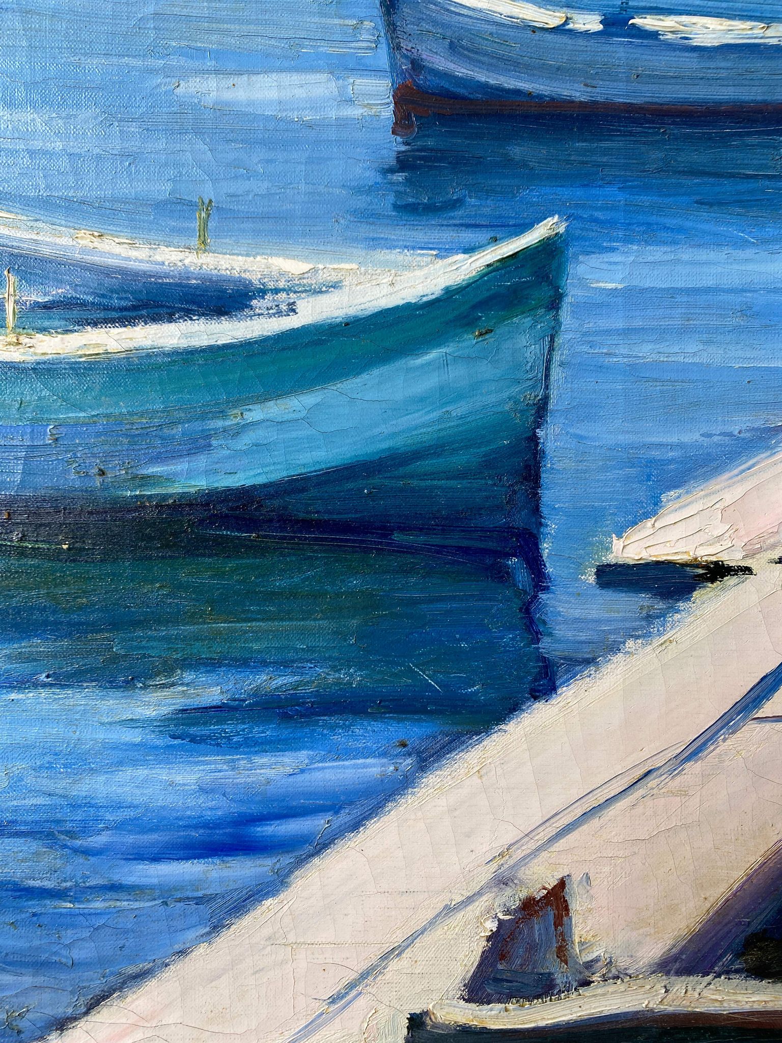 Painting "The sunny pontoon" HST signed A. Robert (post impressionist)
