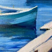 Painting "The sunny pontoon" HST signed A. Robert (post impressionist)