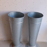 Pair of large zinc florist vases