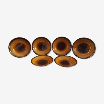 6 vintage hollow plates Longchamp slurry brown caramel
