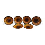 6 vintage hollow plates Longchamp slurry brown caramel