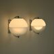 Set of 2 rare large globe wall lamps, 1960s Italy.