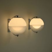 Set of 2 rare large globe wall lamps, 1960s Italy.