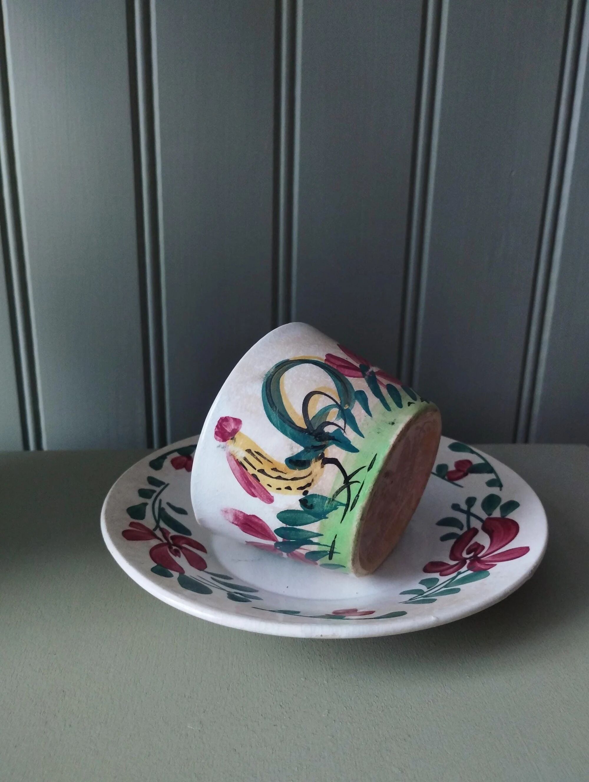 Cup and saucer Creil & Montereau "Rooster"