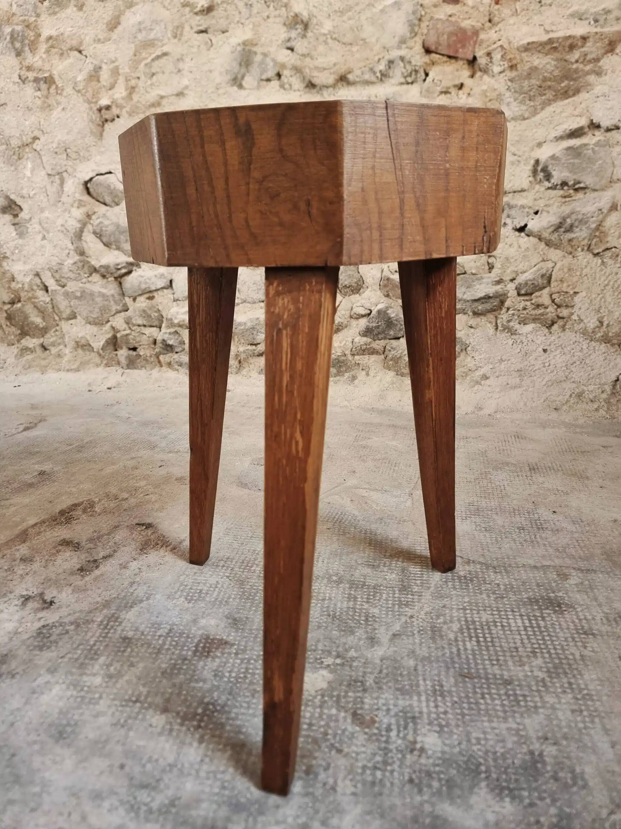 Vintage Oak Stool – Solid Oak Seat – Rustic 1960s Crafts – 31×31×50 cm