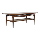 Mid-Century Danish Teak and Rattan Scandinavian Coffee Table, 1950s