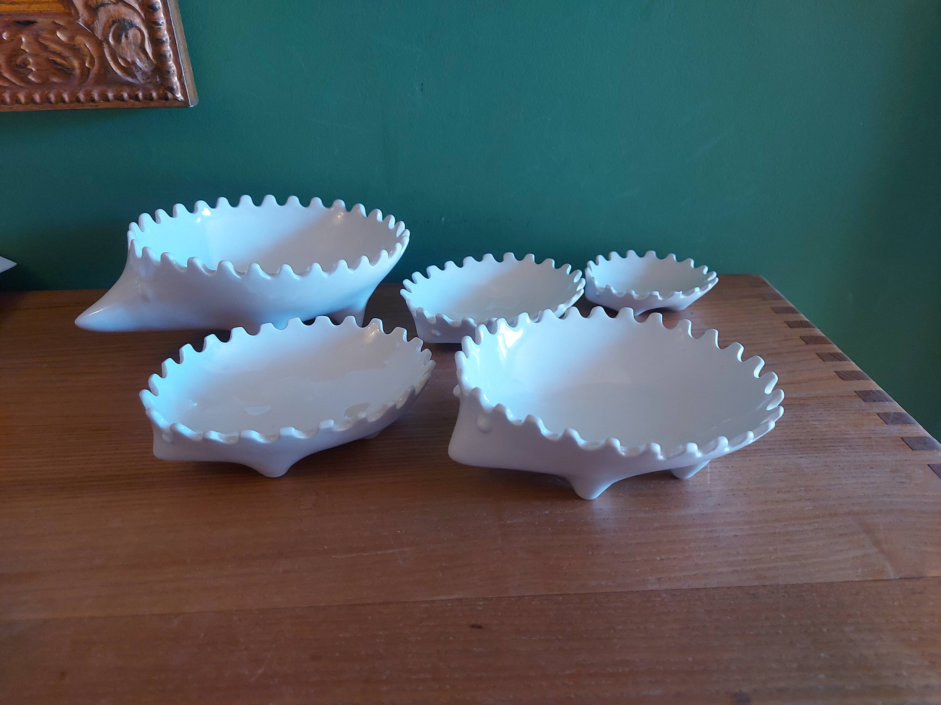 Stackable pocket set zoomorphic , ceramic este , italy " herissons "