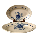 Duo of blue flower raviers Saint-Amand 30s-40s