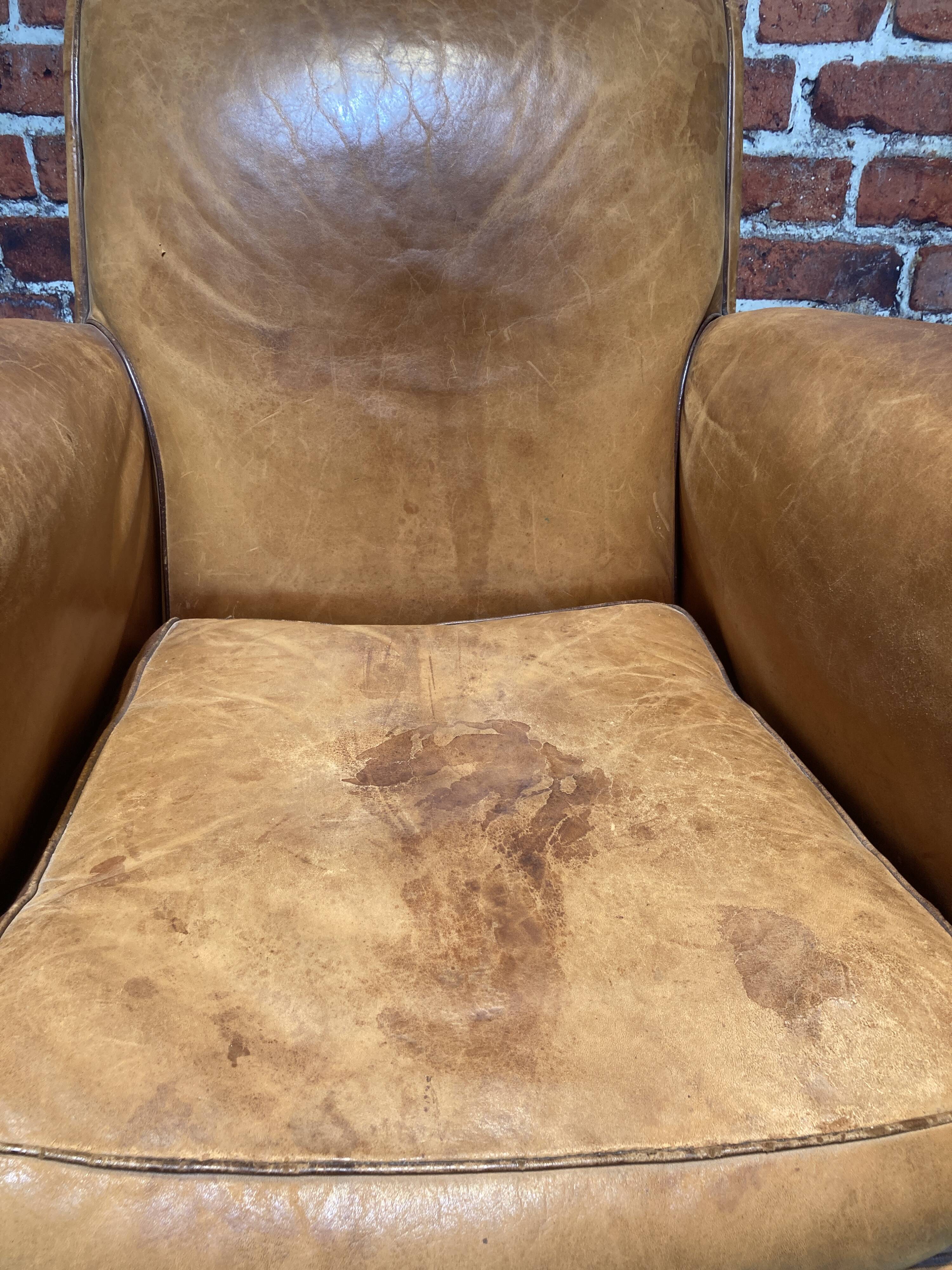 Brown leather armchair