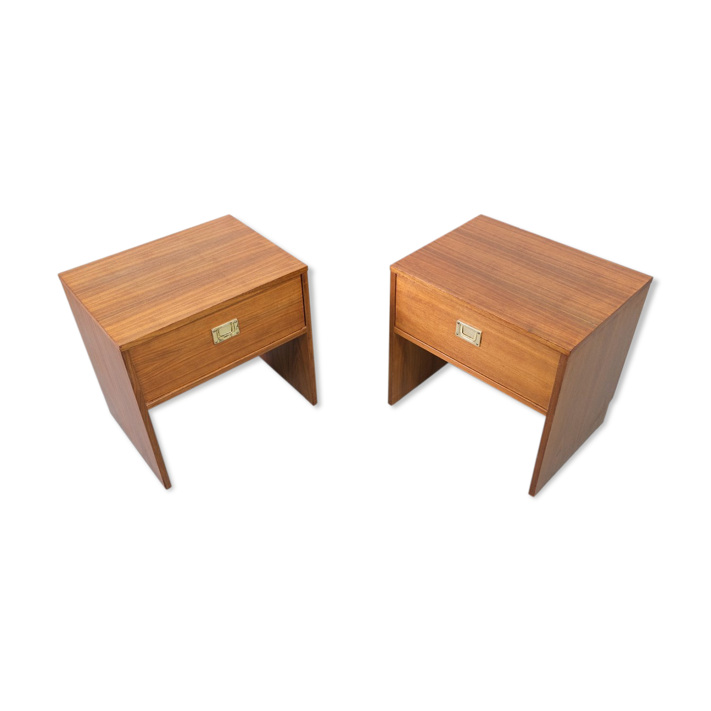 A pair of Scandinavian minimalist teak nightstand tables , 1960s