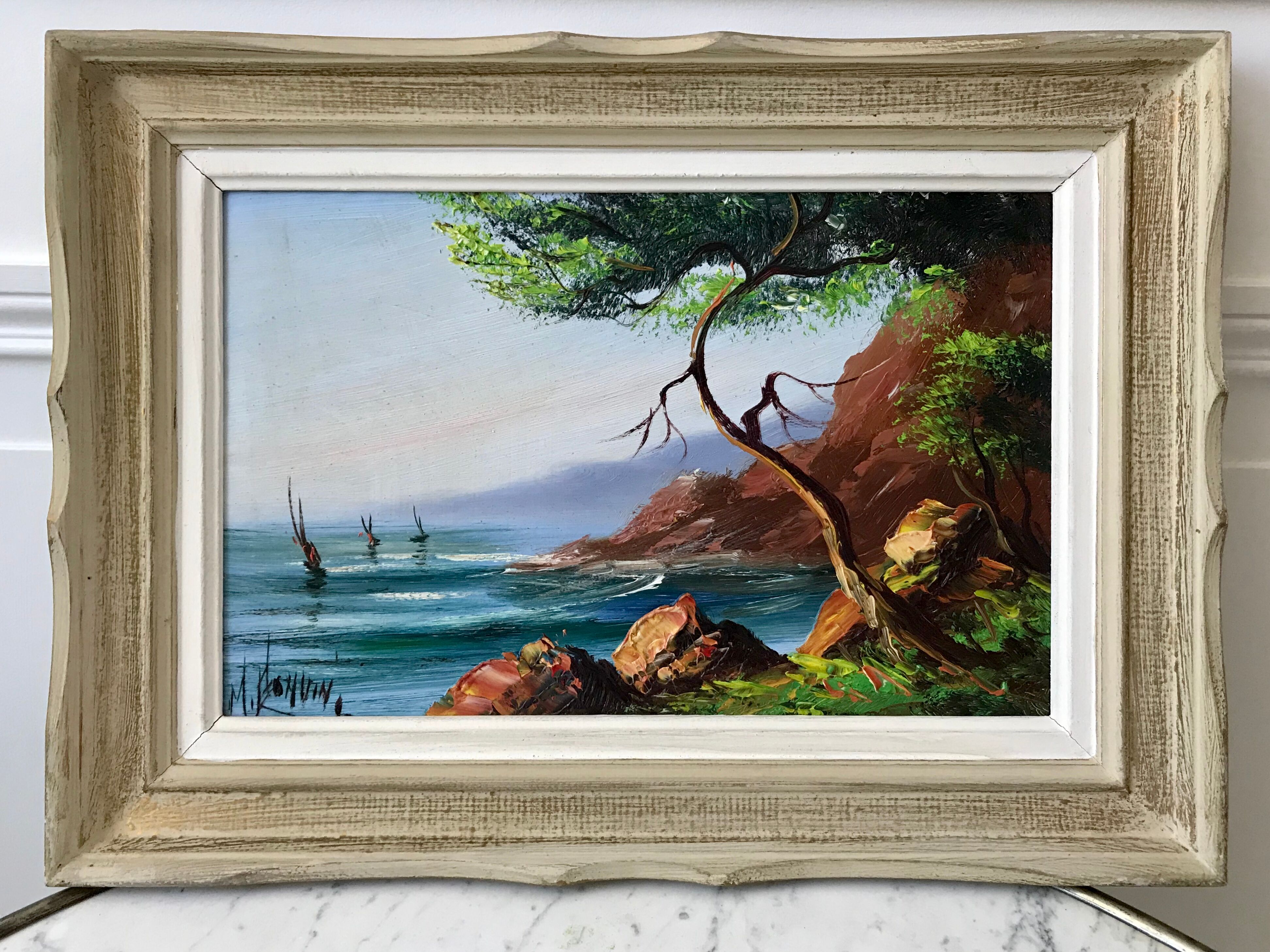 Old landscape painting calanques signed